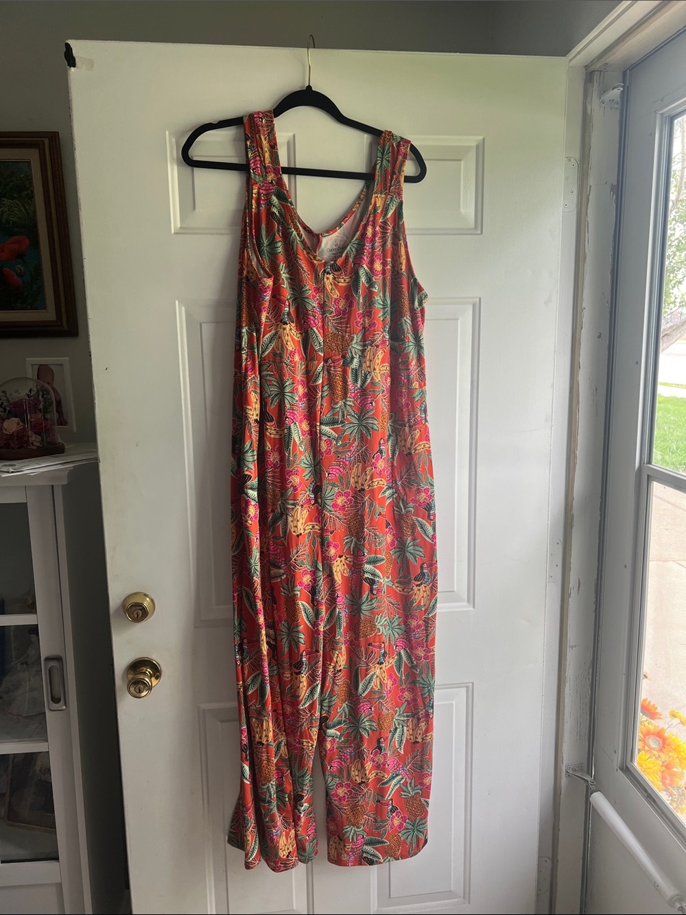 Cuddl Duds Coral Tropical Print Sleeveless Maxi Culottes